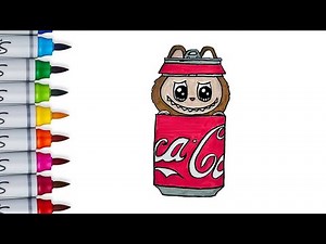 How to draw Labubu Coca Cola | step by step | tutorial #trending #labubumonster #viral #easydrawing