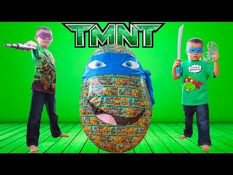GIANT Teenage Mutant Ninja Turtle Egg Surprise Opening Video | Lucas & Ryan | LRH & Toyz