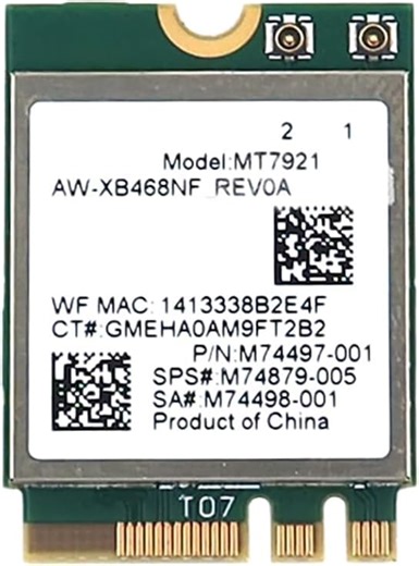 Amazon.com: 無線卡 M74497-001 相容於 AzureWave AW-XB468NF MediaTek MT7921 M.2 2230 PCI-Express USB WiFi 6 802.11ax 藍牙 5.0 : 電子