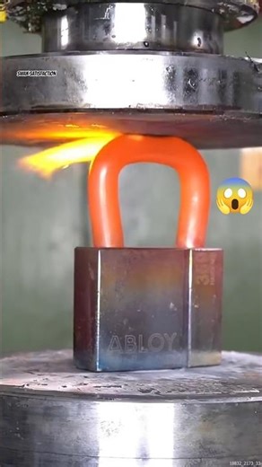 Hydraulic Press vs High Security Padlock 😱 | Satisfying Crush #hydraulicpress #crush #lock