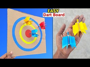 how to make dart and dart board , cardboard toy making , Easy toy making , Homemade playing toy