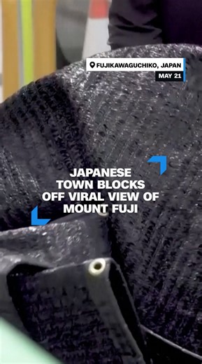 The Japanese town of Fujikawaguchiko has erected a giant black net to block views of Mount Fuji, a reaction to the town’s huge popularity on Instagram and other social media platforms. https://cnn.it/3QUbxBg | CNN