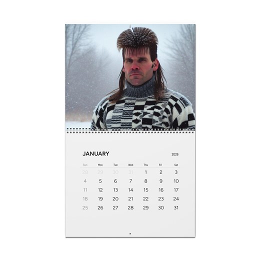 2026 Funny Men With Mullets Wall Calendar, Unique One of a Kind Yearly Planner, Hilarious Mullet Guys, Retro Humor Desk Calendar, Office - Etsy