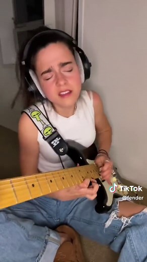 Take a seat and jam out with @Emi Grace as she rocks out on her Strat! Tag your videos with #FenderFeature for a chance to be highlighted next. #Fender #FenderGuitars