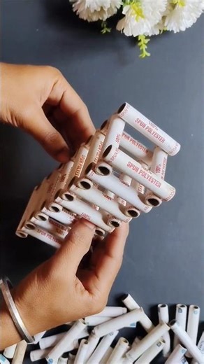 Waste Thread Spools Craft Ideas/How To Make Flower Vase ✨#shorts #youtubeshorts #diy #bestoutofwaste