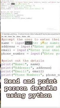 Read and print a person details using python #python #coding