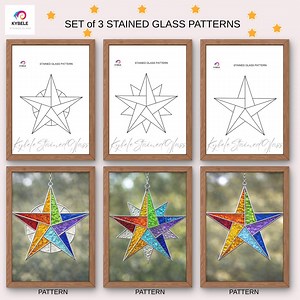 Star Stained Glass Pattern PDF | DIY Suncatcher Pattern | Printable Craft Template - Etsy