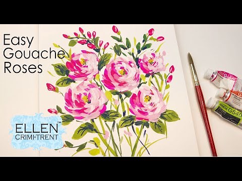 Easy Gouache Painting Roses for Beginners- step by step