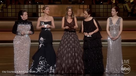 The 'Bridesmaids' cast reuniting on stage at the 2026 Oscars is a fun, chaotic time
