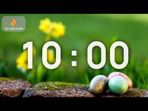 10 Minute Classroom Timer with Music | Spring Easter Daffodil Field — NO LOUD ALARM
