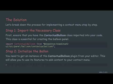 How to Create a Context Menu in a Custom CKEditor5 Widget