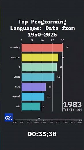 Evolution of Programming Languages (1950–2025) | Data Race Animation