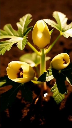 Ladyfinger Plant Life Cycle 🌱 | Okra Growth Stages Seed to Harvest #shorts #plants#okra #garden