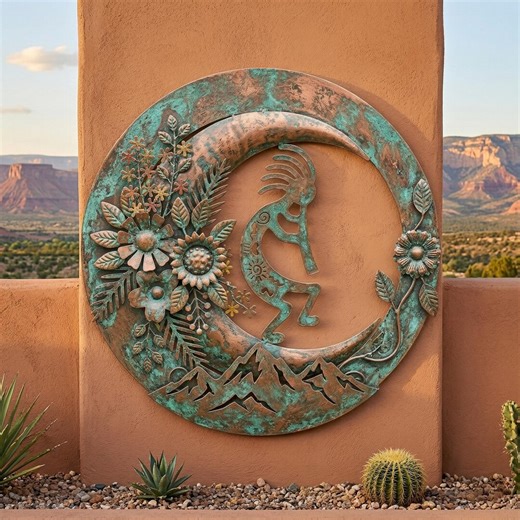 Boho Southwest Wall Decor, Western Metal Art, Rustic Kokopelli Moon Sign, Sun and Moon Decor - Etsy