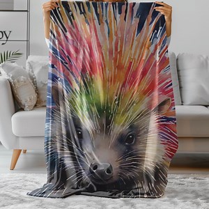 Watercolor Porcupine Sherpa Blanket, Wildlife Fleece Throw - Etsy