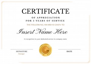 Editable Years of Service Award Certificate Template (digital Download) - Etsy UK