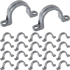 24Pcs 3/4 Inch PVC Pipe Straps, Conduit Pipe Strap Clamps, 2 Holes PVC Plastic Pipe Cilps Non-metallic Conduit Pipe Conduit clamps U-shape Pipe Clamps