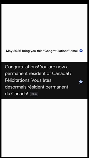Aryan Kathuria on Instagram: "Send this to yourself so you don’t forget what you’re working for. 🇨🇦✨ One day, your inbox will say: “Congratulations! You are now a Permanent Resident of Canada.” All the late nights. All the profile updates. All the sacrifices. All the silent prayers. May 2026 be the year your PR dream becomes reality. (Canada PR journey, Permanent Resident of Canada email, Express Entry approval 2026, IRCC application update, Canadian immigration process, PR approval notificati