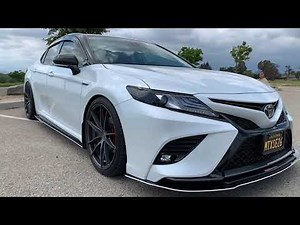 Toyota Camry XSE 2019 lowered on 20s eibach pro kit 2018 2020 SFACTOR FABRICATION TINTED LIGHTS