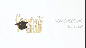 Graduation Party Cake Topper - Congrats GRAD - Premium quality Made in USA - double sided gold glitter with cap embellishment