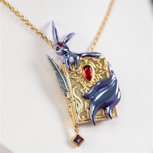 FF14 Fantasy Carbuncle Spellbook Necklace Red Gem Magic Pendant Handmade Jewelry for Summoner Fans Collectors Gift Fantasy Game Lovers - Etsy