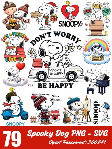 Snoopy Dog PNG Bundle , Cartoon Beagle Style Clipart | Funny Snoopy SVG & PNG | Digital Download Sublimation Design for Pet Lovers - Etsy