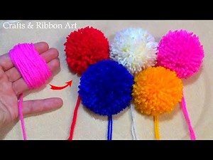 Super Easy POM POM Making Ideas with Fingers - Hand Embroidery Easy Trick - Woolen Flower Making