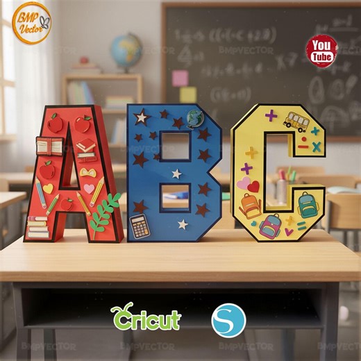 3D Alphabet Letters Template: SVG, PDF, DXF Files - A-Z, 0-9 - Etsy