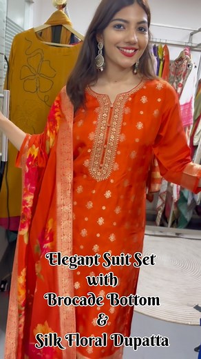 Bansari Baag – Elegant Suit Set with Brocade Bottom & Silk Floral Dupatta Price : 4395/- Size : 40 to 44 https://roshniboutiques.com/collections/new-in Click this link & place order easily ☝️☝️ To Order DM to place your order 🛍️🛍️ WhatsApp us on 9448413096, 7676271096 Wholesale contact number : 91 79758 27293 Resale number : 7676244157 Or Type in the search bar https://roshniboutiques.com/ **No COD(Cash on Delivery):** As a company policy, we do not offer COD as a payment option for orders. Vi
