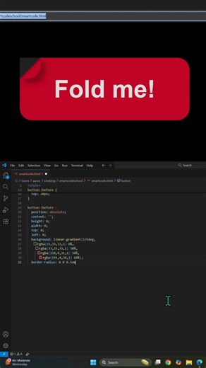 Fold Button Animation Using HTML & CSS | CSS 3D Fold Effect | Smart Code School #coding #html