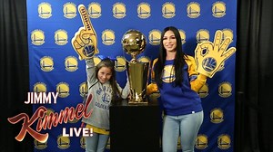 Cousin Sal pranks NBA fans with a very breakable Larry O'Brien trophy at the #NBAFinals... #Kimmel #GameNight | Jimmy Kimmel Live