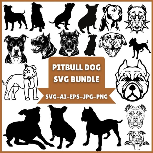Pitbull Svg, American Pit Bull Svg, Pitbull Clipart, Dog Lover Cut Files, Pitbull Silhouette Designs, Instant Download. - Etsy