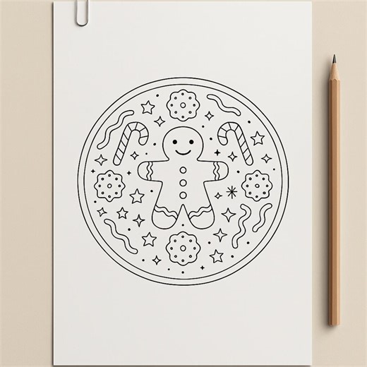 Christmas Elf Mandala Coloring Page – Printable PDF | Holiday Coloring for Kids & Adults | Instant Download - Etsy