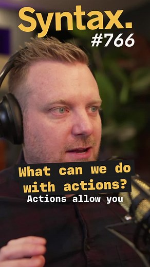 What can we do with React server actions? In yesterday's episode #766 React Server Components: Form Actions Server Actions - Discussion on using actions and form actions in React Server Components for calling server code from the client side without needing a separate API Watch the full episode syntax.fm/766 #server #reactjs #reactserver #webdev #webdeveloper #actions #servercomponents