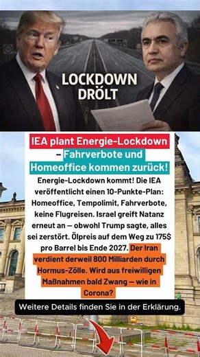 Energie-Lockdown 2025 — die IEA bereitet 10 Verbote vor!