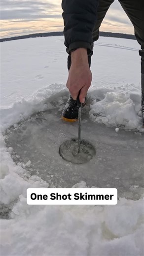Deep Freeze Fishing on Instagram: "Clean holes fast and fish faster with the One Shot Skimmer! #deepfreezefishing #icefishing #skimmer #oneshot"