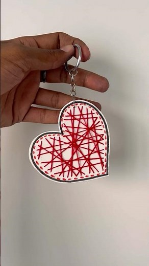 DIY String Heart Paper Keychain ❤️ | Easy Handmade Gift