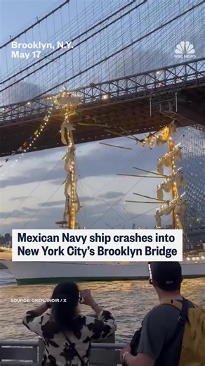 A historic Mexican naval training ship struck the #BrooklynBridge in #NewYorkCity, injuring multiple people, #NYC Mayor Eric Adams says.