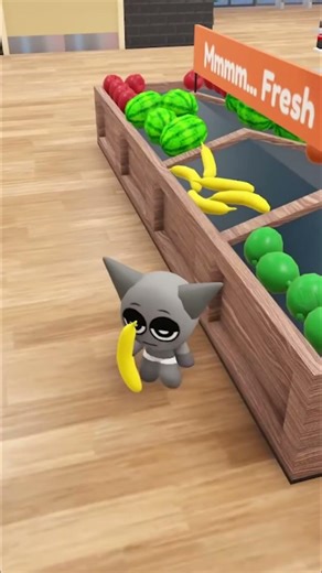 Cartoon Cat's Hilarious Grocery Run: Water, Bananas, and NO Watermelon! #shorts