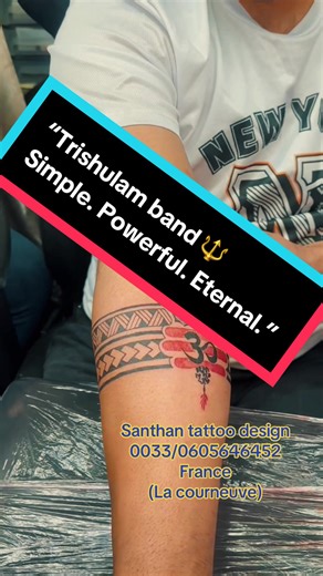 “Trishulam 🔱 A symbol of protection, power, and faith.” “More than a tattoo. A spiritual force 🔱” #santhannagendran #santhantattoodesign #lacourneuvetattoo #trisultattoo #shivantattoo