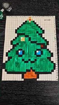 Christmas Tree Pixel Art 🎄 | Easy Grid Drawing | Budget Pixel Art #pixelartforbeginners