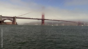 A Time Lapse of the Golden Gate Bridge, San Francisco, California, at 8X Speed as Fog Rolls in and out of the Scene through the Tower Structures