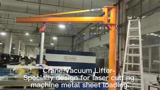 Easytech Crane Over 500KG Metal Plastic Sheets Plates 3000mm Glass Loading Arm Suction Pad Vacuum Lifter for Sheet Metal