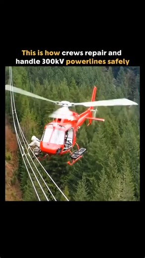 GlobalVibeClips on Instagram: "This is helicopter-supported live-line transmission maintenance ⚡🚁 — one of the most extreme and precise operations in modern aviation and engineering. Here, crews work on high-voltage power lines carrying hundreds of kilovolts while the lines stay fully energized. The key is electrical potential equalization: the helicopter, technician, and conductor are brought to the same electrical charge, allowing workers to safely touch, inspect, and replace components witho