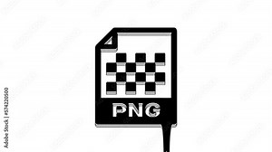 Black PNG file document. Download png button icon isolated on white background. PNG file symbol. 4K Video motion graphic animation