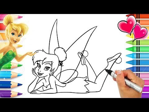 Tinkerbell Disney Fairies Coloring Page with Glitter | Disney's Peter Pan Coloring Book |