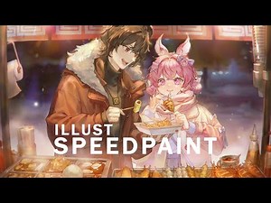 【SpeedPaint】 Winter Food Stall // Photoshop process