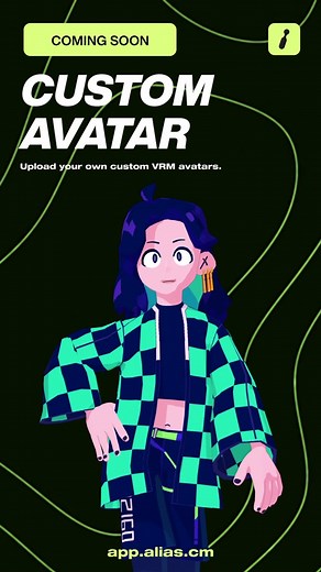 🚨Custom avatar upload is coming to Alias! Soon, you'll be able to easily bring your VRM into Alias from any device—PC, Mac, iOS, and Android, with ARKit blendshapes. #vtuber #vtubing #vrmavatar