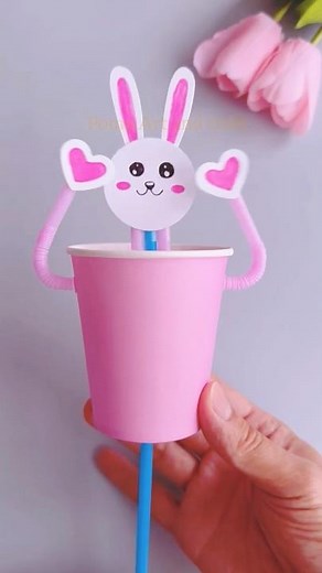 DIY Bunny Puppet Cup Craft"#diy #cup puppet Craft #artandcraft