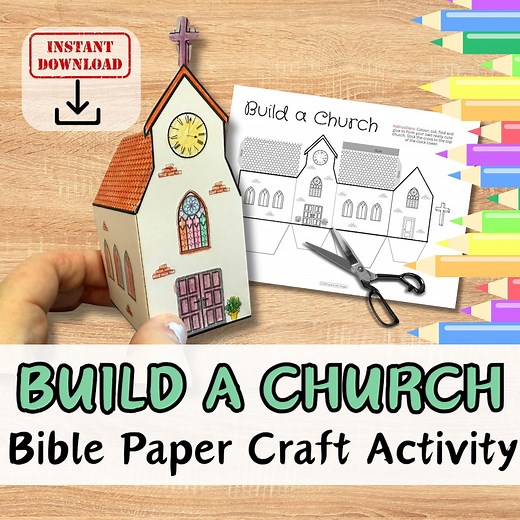 DIY PAPER 3D CHURCH Paper Craft Activity for Kids. Bible Based Printable Kit. Sunday School Lesson Homeschool Project. Build Your Own - Etsy
